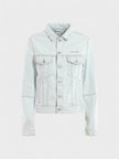 Open Back Denim Jacket Light Blue