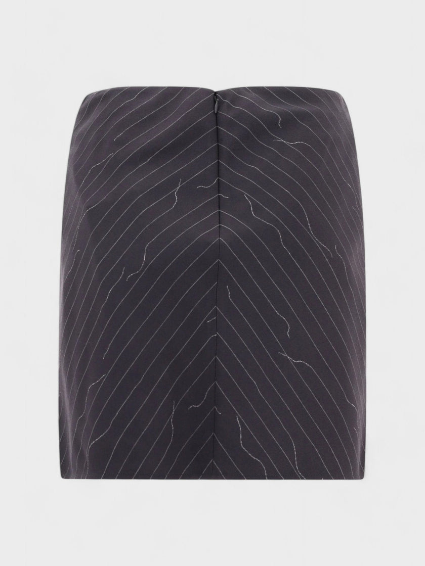 Pinstripe Twist Mini Skirt Grey