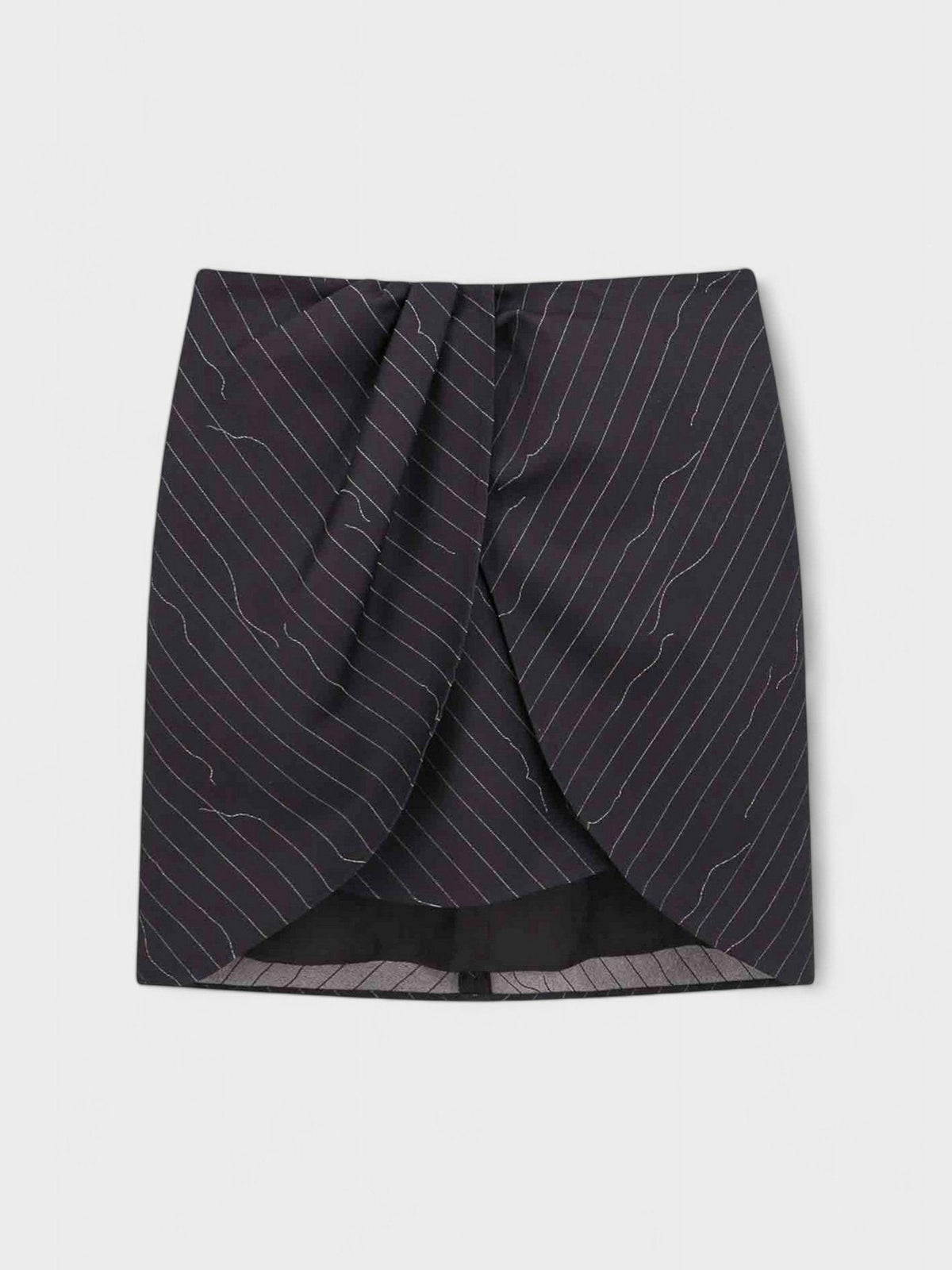 Pinstripe Twist Mini Skirt Grey