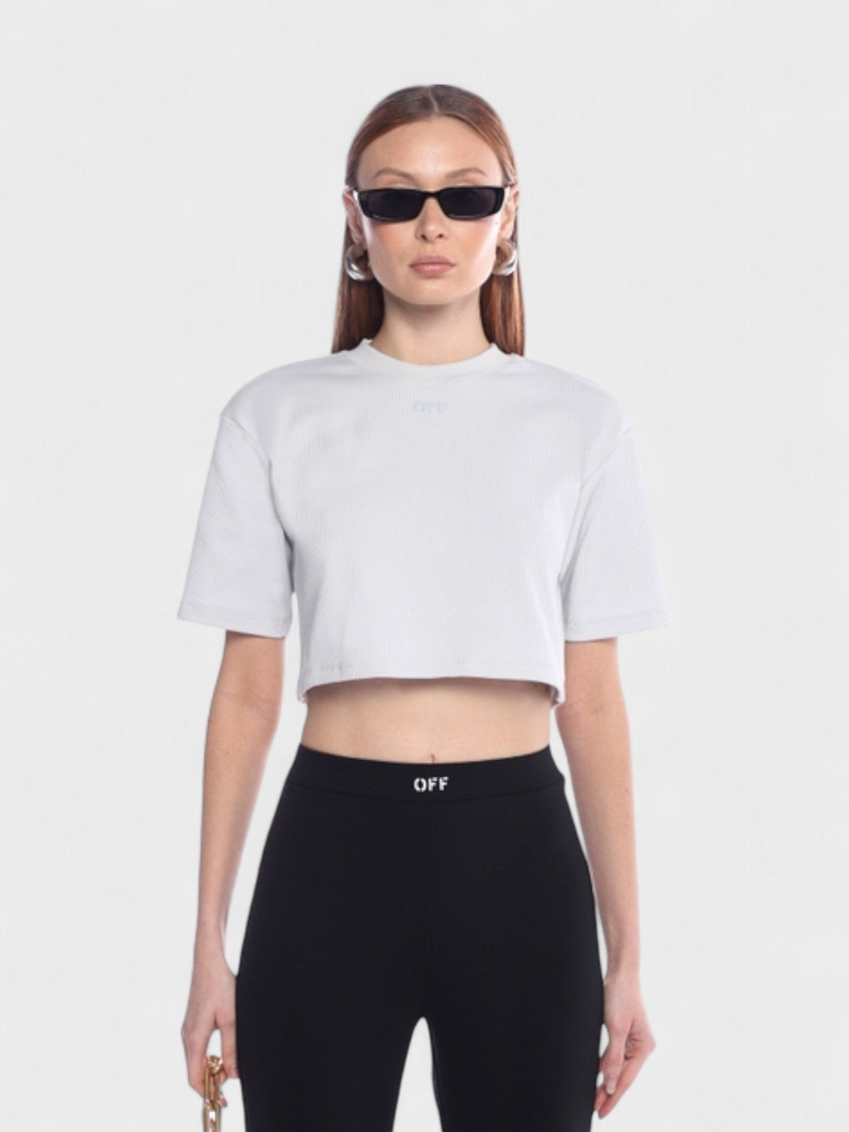 Off-White Stamp Rib Cropped Tee Artic Ice