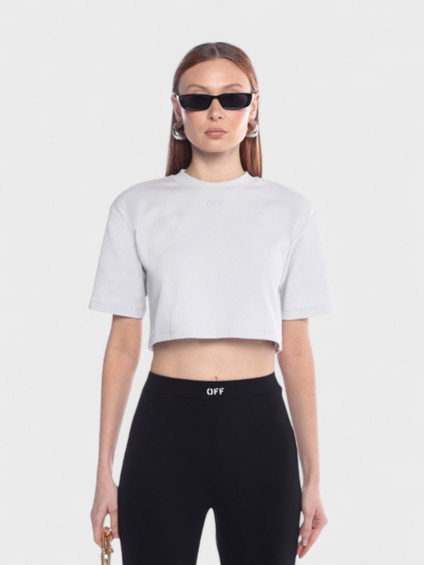 Off-White Stamp Rib Cropped Tee Artic Ice