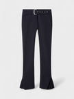 Stretch Wool Belt Slim Pants Dark Blue