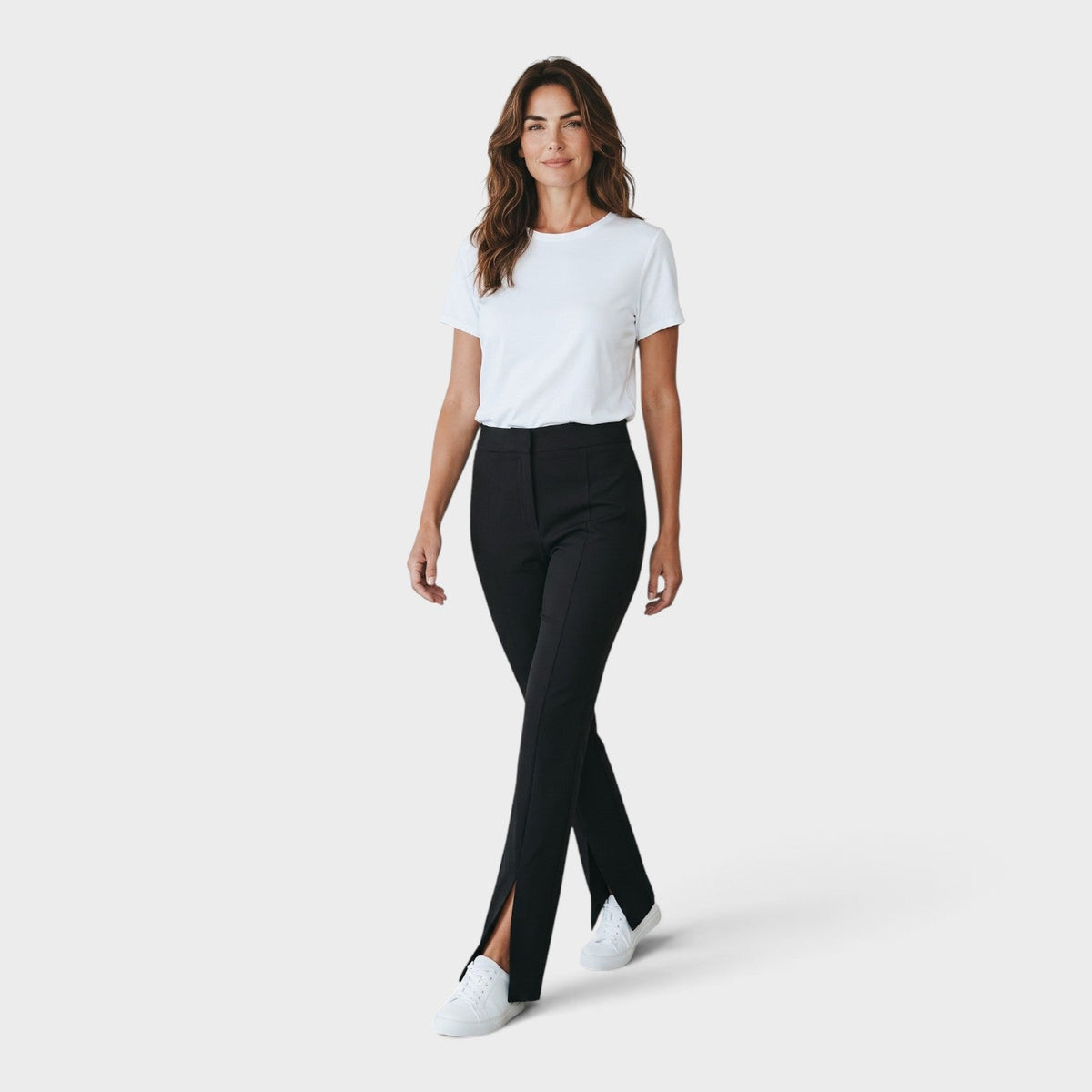 Wool Blend Basic Slim Pant Black