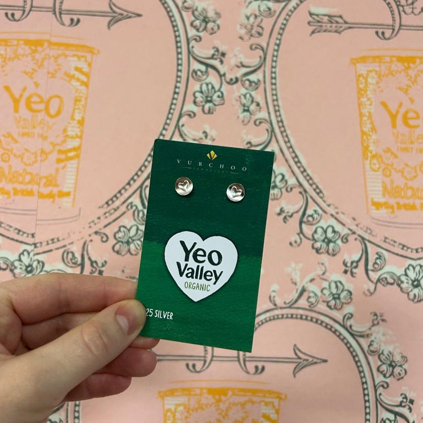 Official Yeo Valley Silver Heart Earrings
