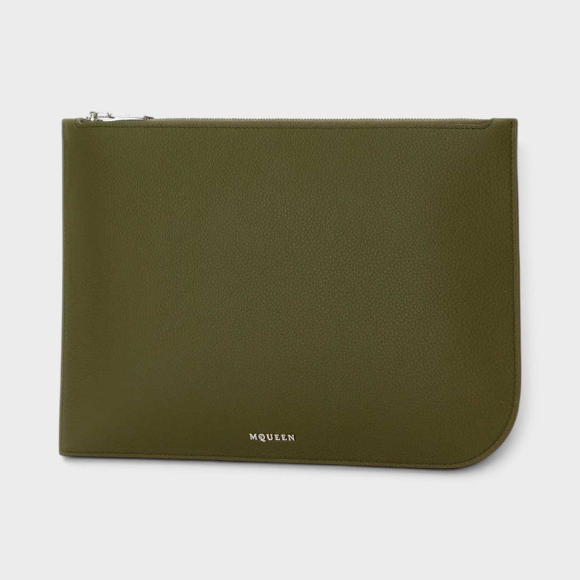 Large Sling Pouch Silver Olive Green