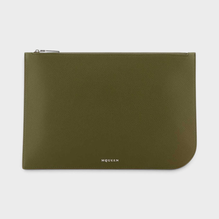 Large Sling Pouch Silver Olive Green