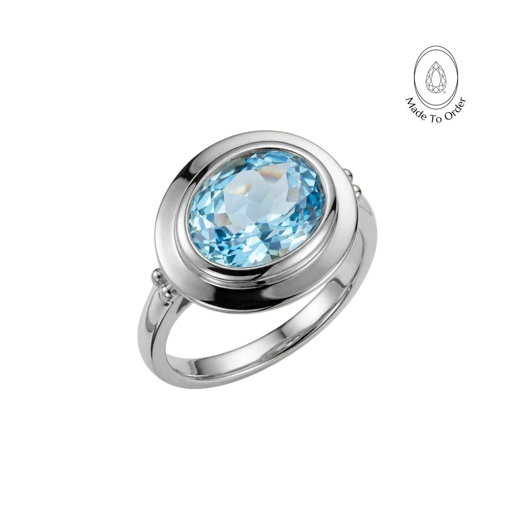 Oval-cut Sky Blue Topaz gemstone Ring - Avery