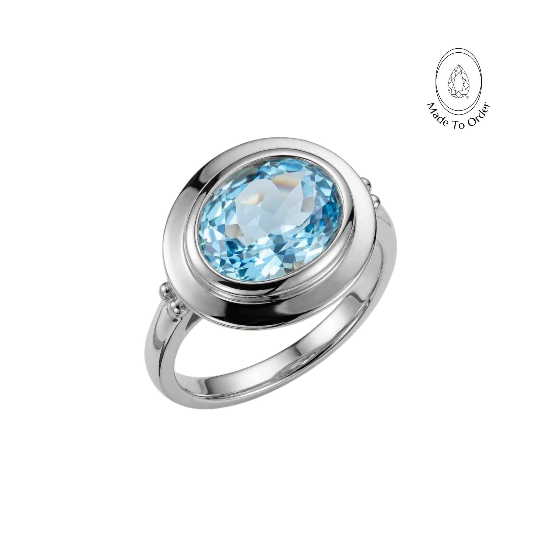 Oval-cut Sky Blue Topaz gemstone Ring - Avery