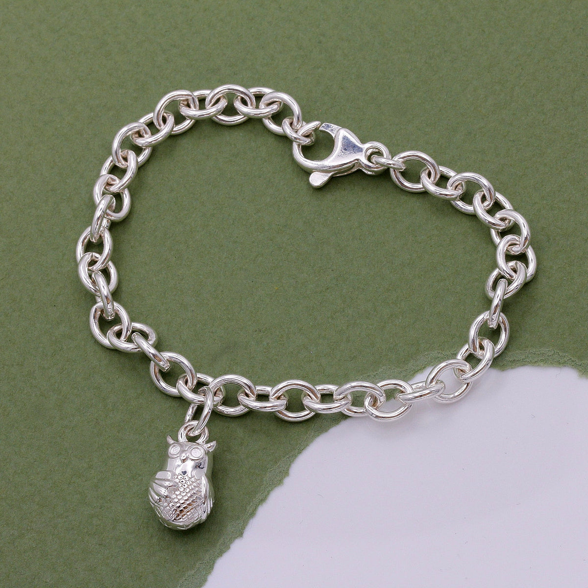 Owl Personalised Silver Charm