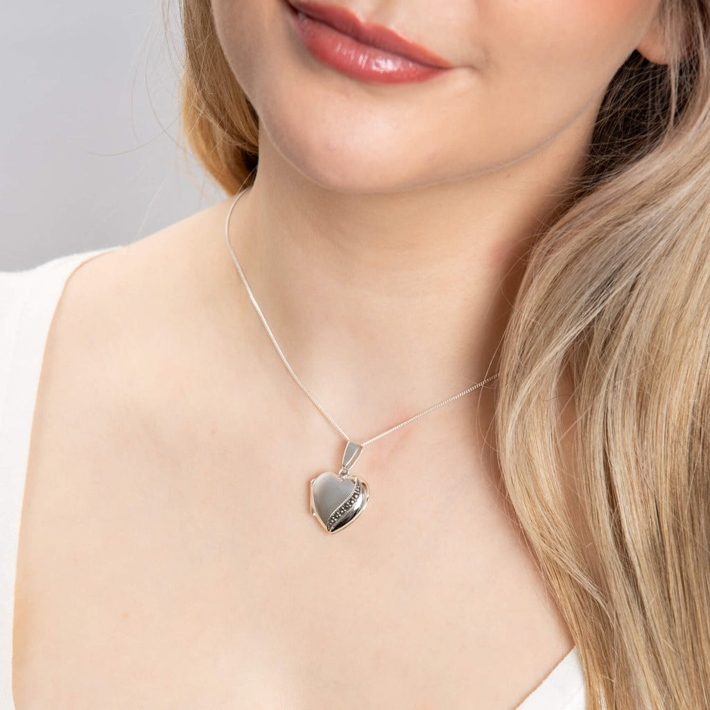 Beginnings Marcasite Heart Locket Pendant