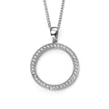 Beginnings Rhodium Plated Open Circle Pendant with Cubic Zirconia