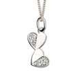 Beginnings Double Heart Drop Pendant with Cubic Zirconia