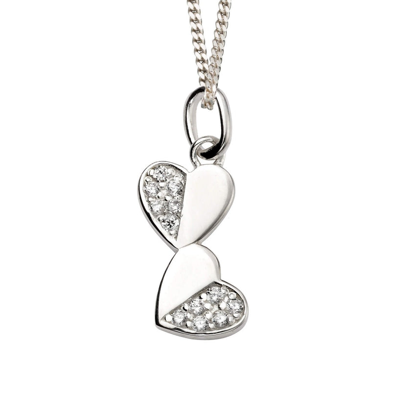 Beginnings Dubbele Hart Hanger met Zirkonia