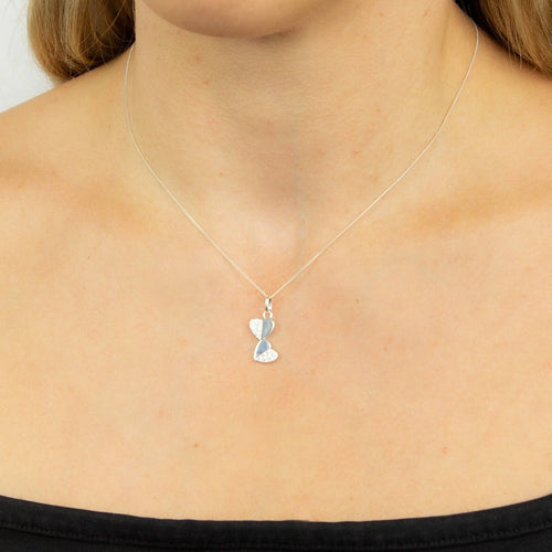 Beginnings Double Heart Drop Pendant with Cubic Zirconia