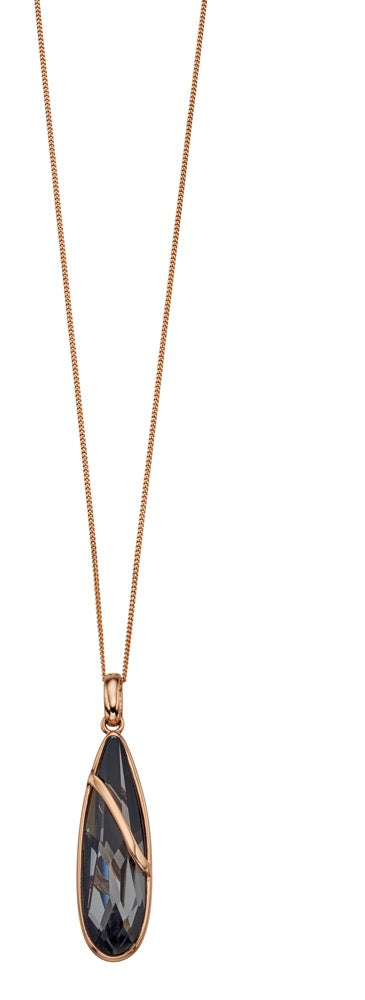 Beginnings Lozenge Shape Pendant in Rose Gold with Silver Night Crystal
