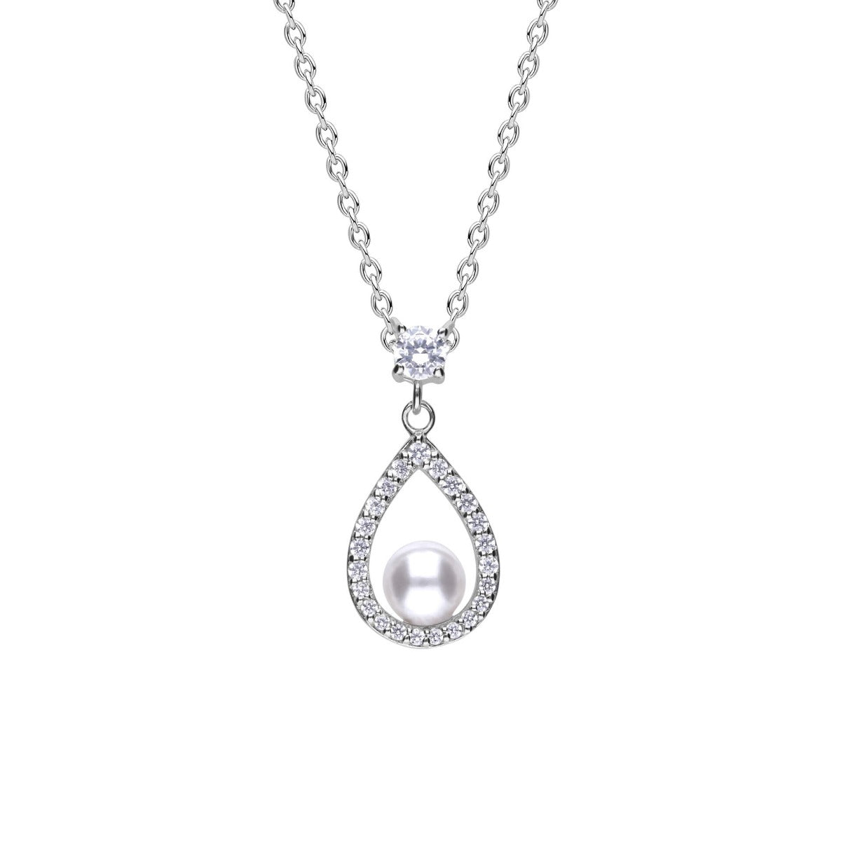 Diamonfire Halskette „Open Halo Teardrop“ mit Muschelkernperle