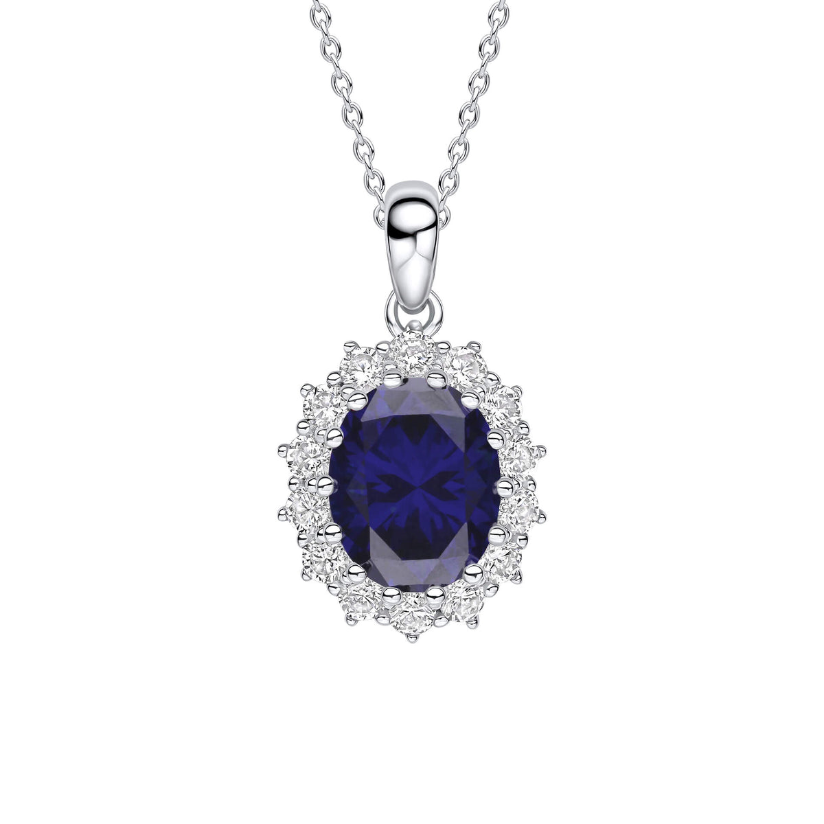 Diamonfire Anhänger mit ovalem Stein und Umrandung