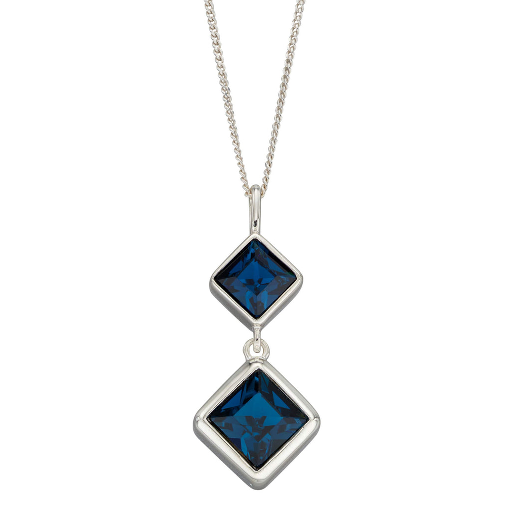 Beginnings Double Square Drop Pendant with Crystal