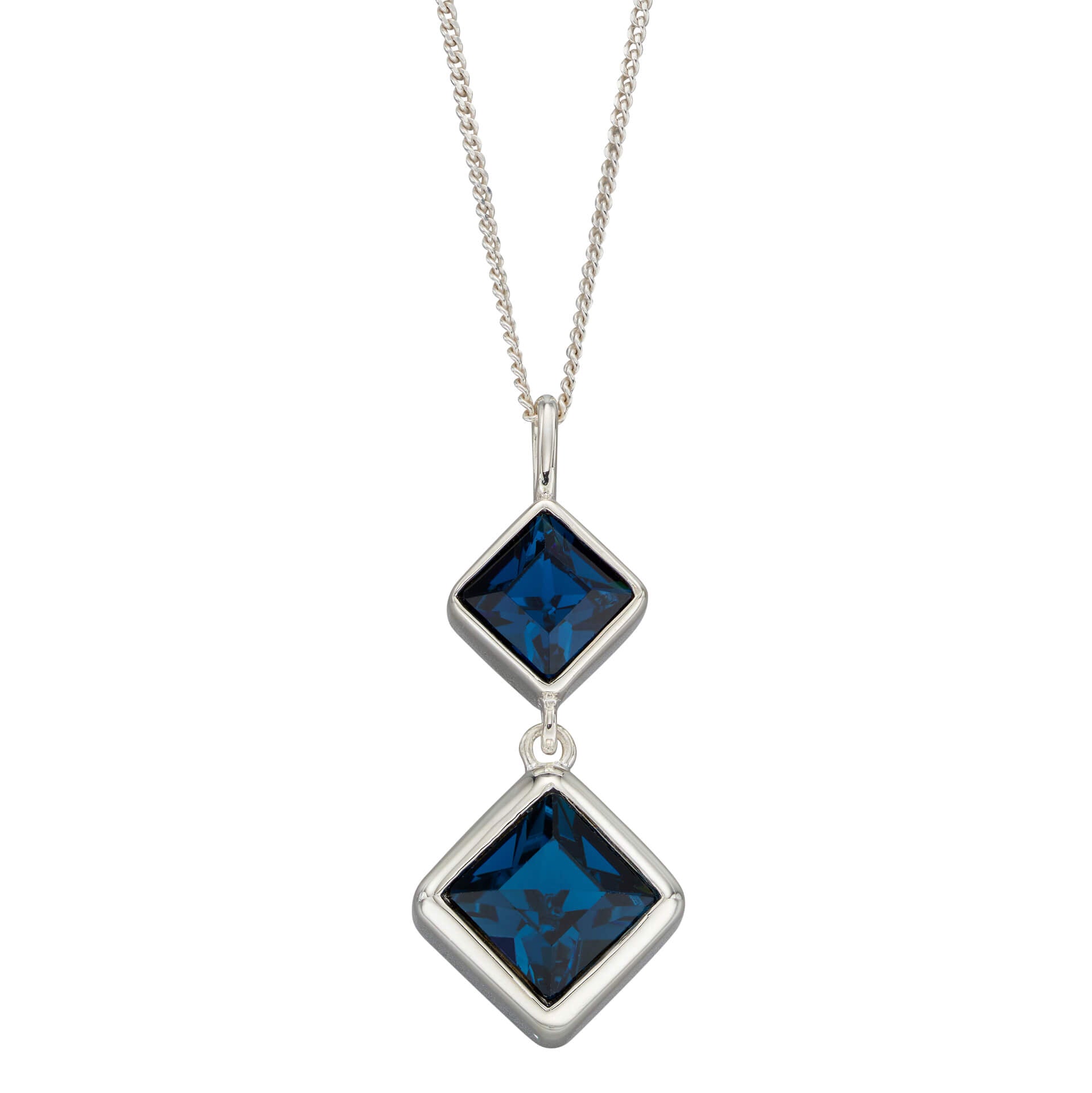 Beginnings Double Square Drop Pendant with Crystal