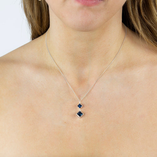 Beginnings Double Square Drop Pendant with Crystal