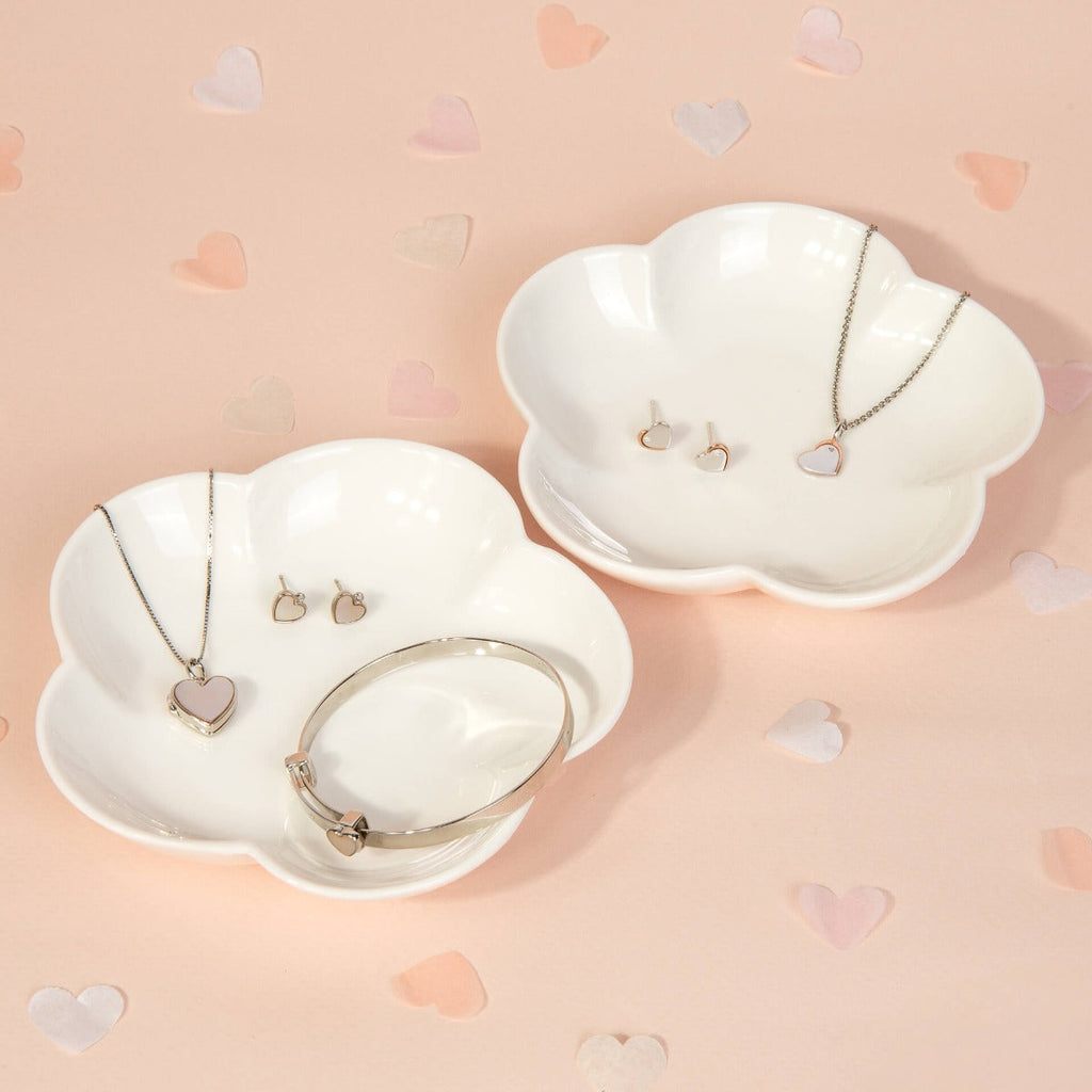 D For Diamond Rose Edge Heart Stud Earrings with Diamond