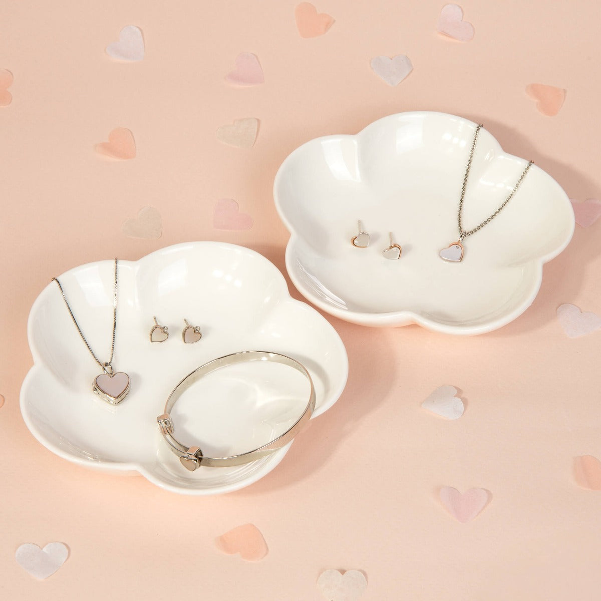 D For Diamond Mother of Pearl Heart Stud Earrings with Diamond