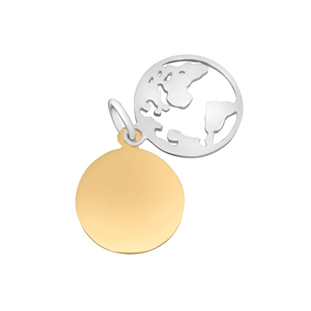 Beginnings World Pendant with Yellow Gold Plated Disc