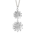 Beginnings Stylised Double Flower Drop Pendant with Cubic Zirconia