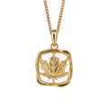 Beginnings Organic Square Pendant with Enclosed Leaf