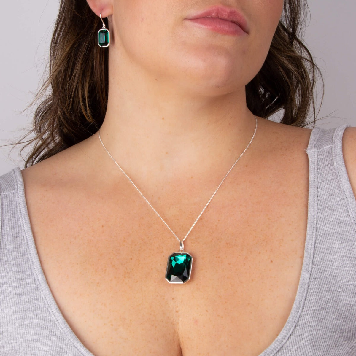 Beginnings Elongated Octagon Crystal Pendant