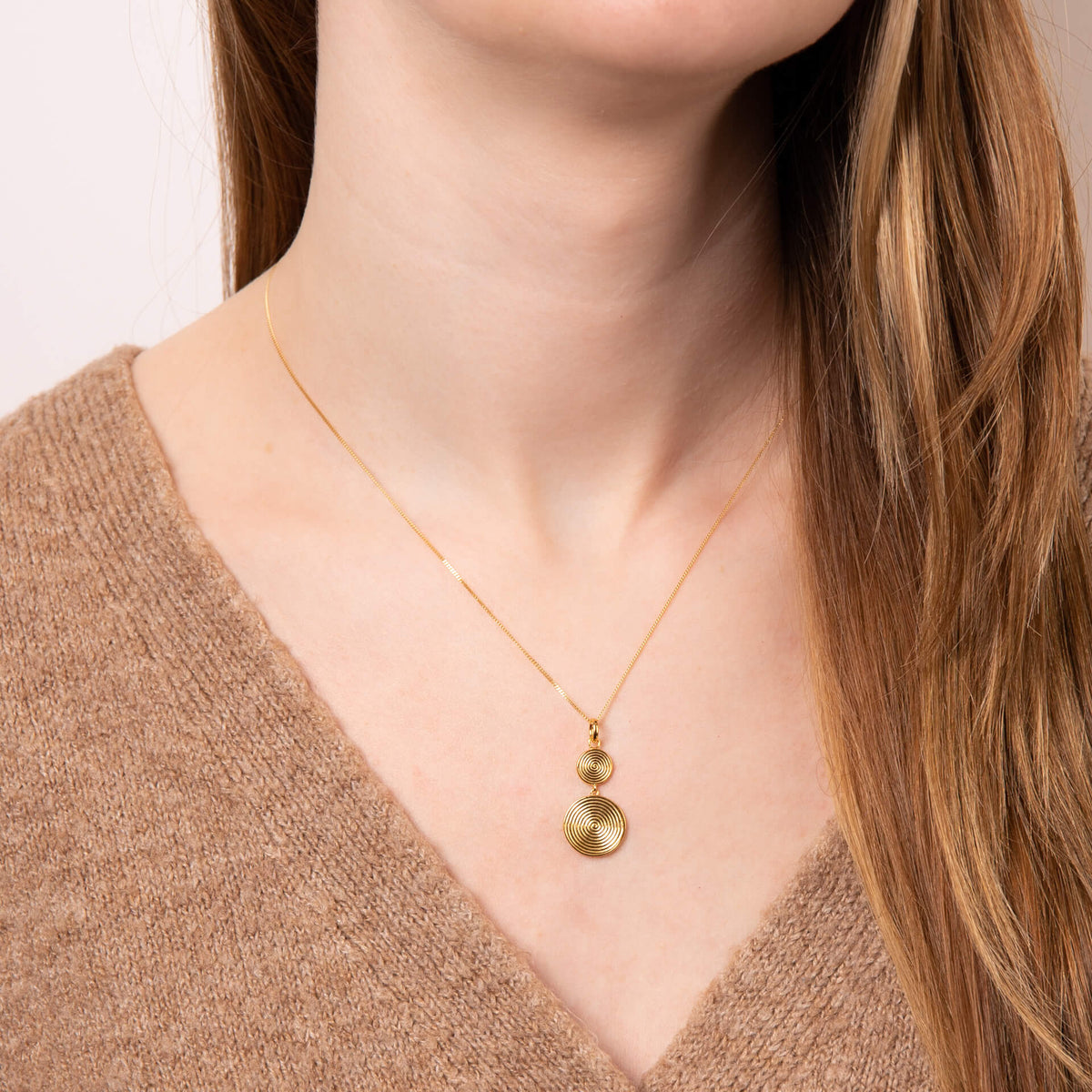 Beginnings Double Spiral Disc Drop Pendant