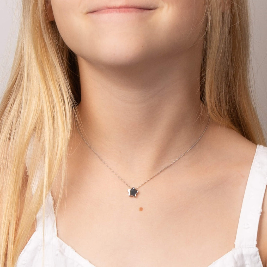 D For Diamond Pass-Through Star Pendant Charm with Diamond