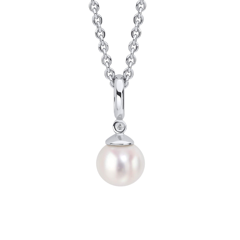 D For Diamond Pearl Drop Pendant with Diamond
