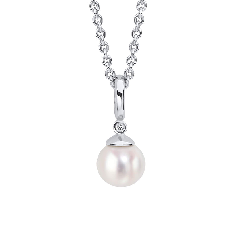 D For Diamond Pearl Drop Pendant with Diamond