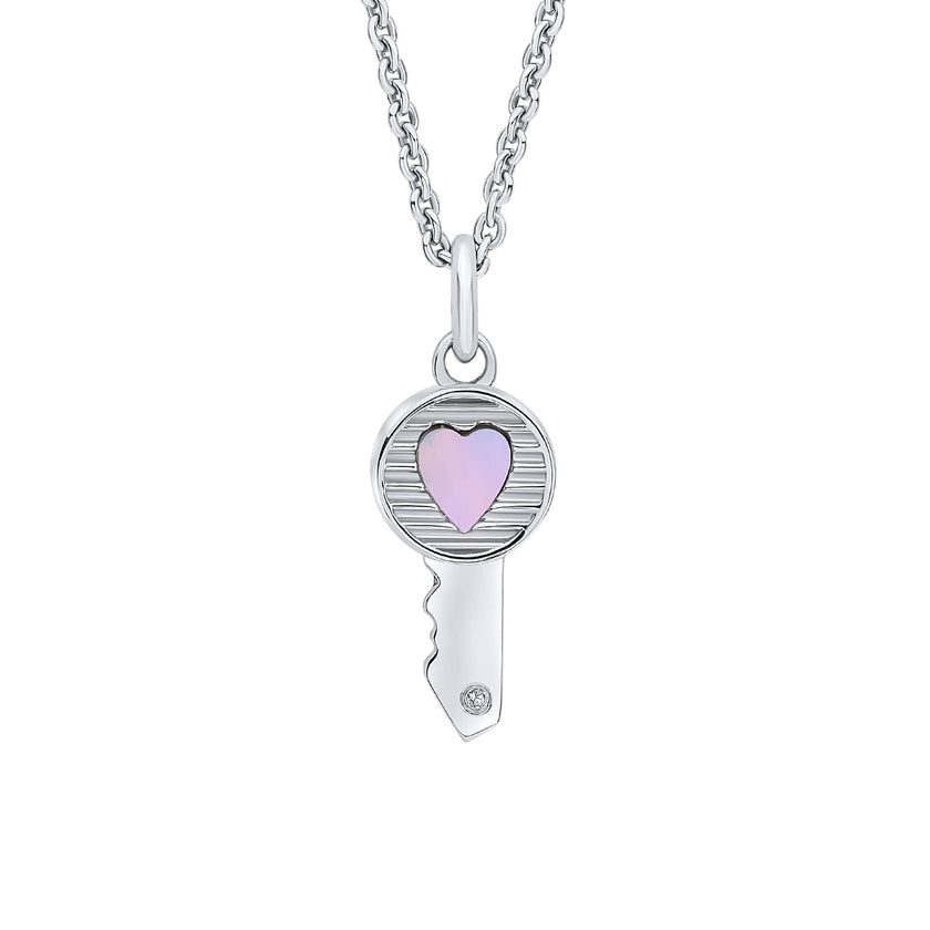 D For Diamond Key Heart Pendant with Diamond