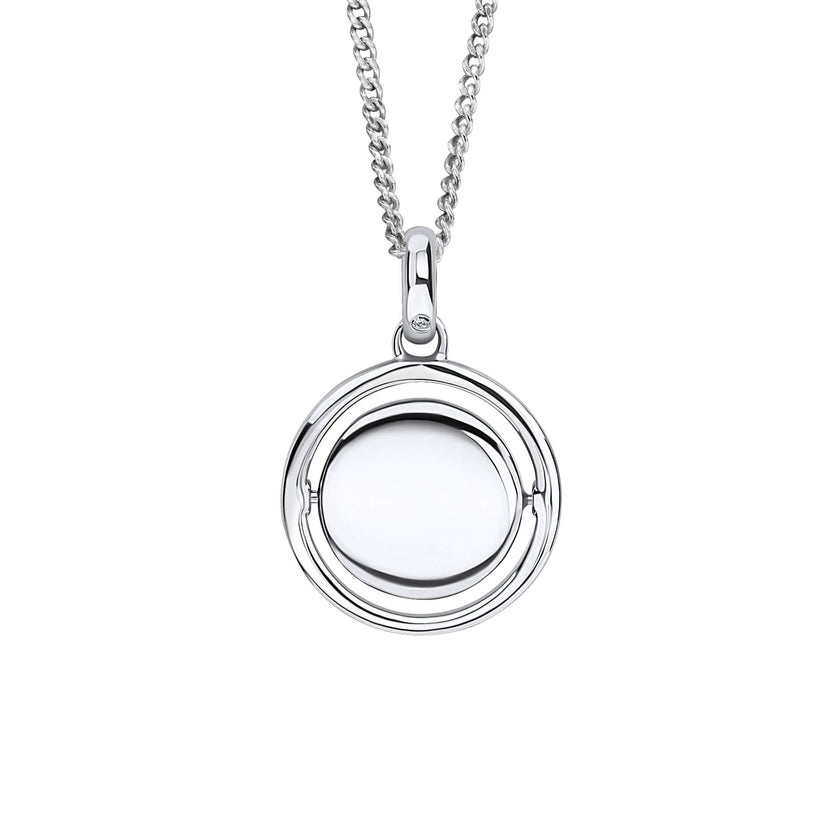 D For Diamond Round Spinner Pendant with Diamond