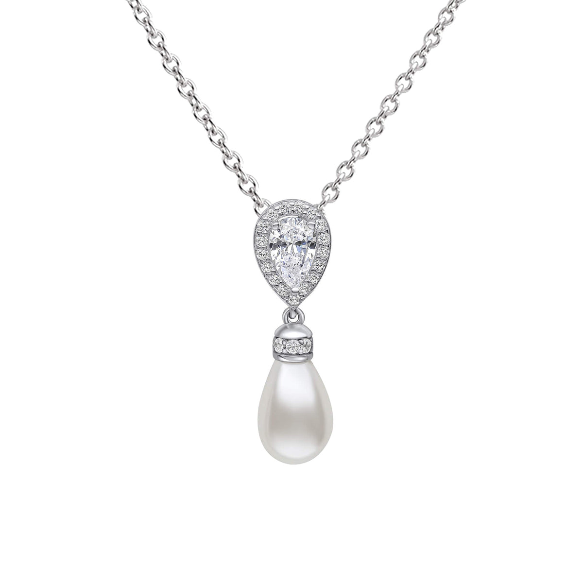 Diamonfire Tropfen-Zirkonia-Anhänger mit Muschelkernperle