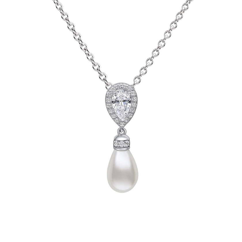 Diamonfire Tropfen-Zirkonia-Anhänger mit Muschelkernperle