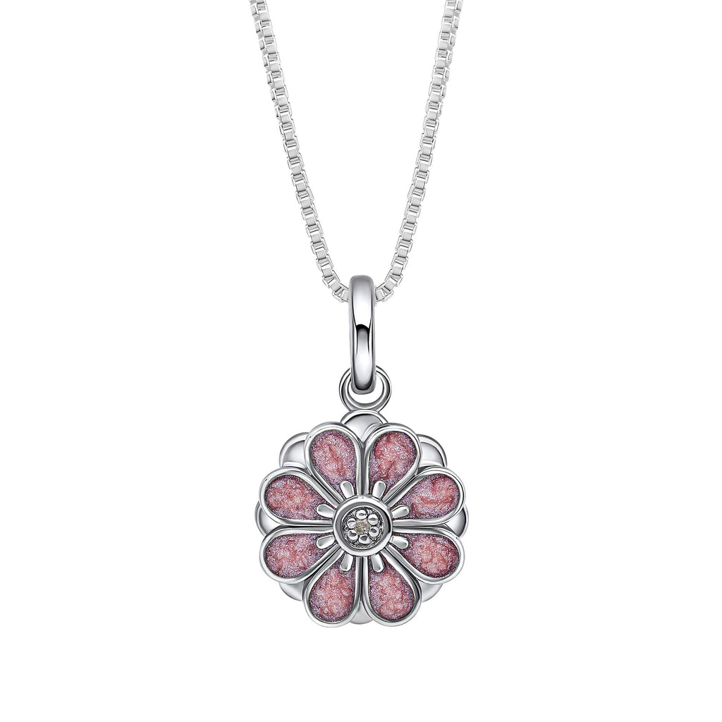 D For Diamond Pink Spinning Flower Pendant with Diamond