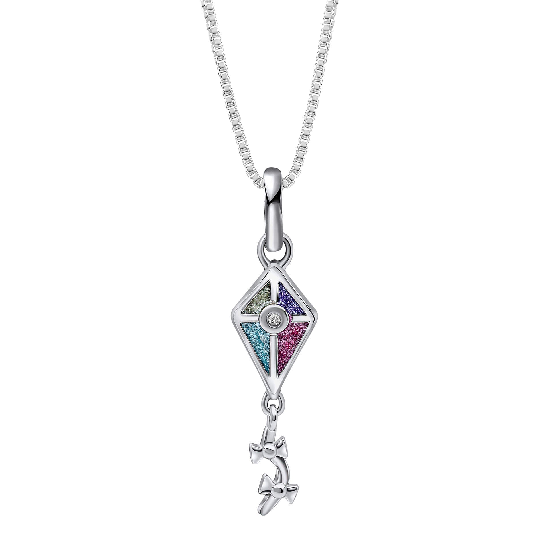 D For Diamond Kite Pendant with Diamond