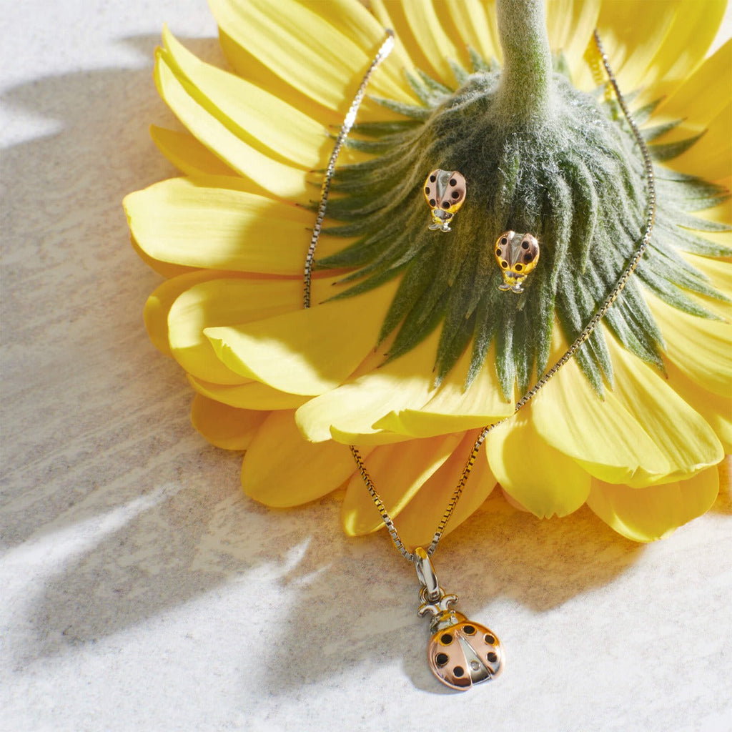 D For Diamond Ladybird Stud Earrings with Diamond