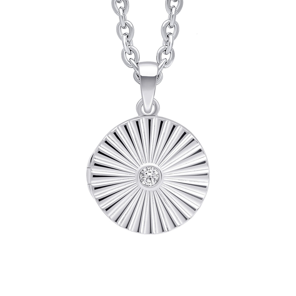 Beginnings Sunburst Round Locket Pendant