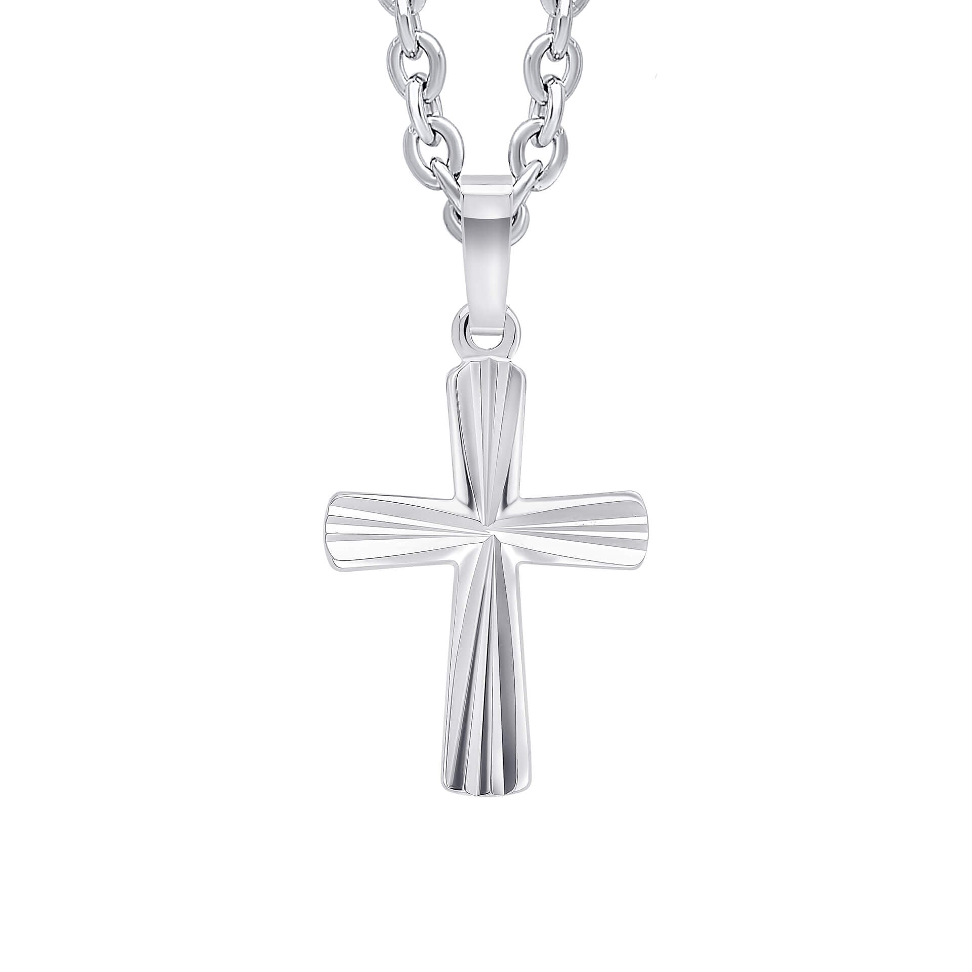Beginnings Diamond Cut Detailed Cross Pendant