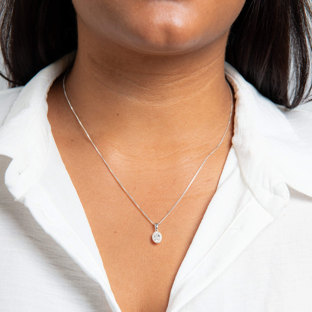 Beginnings Oval Halo Pendant