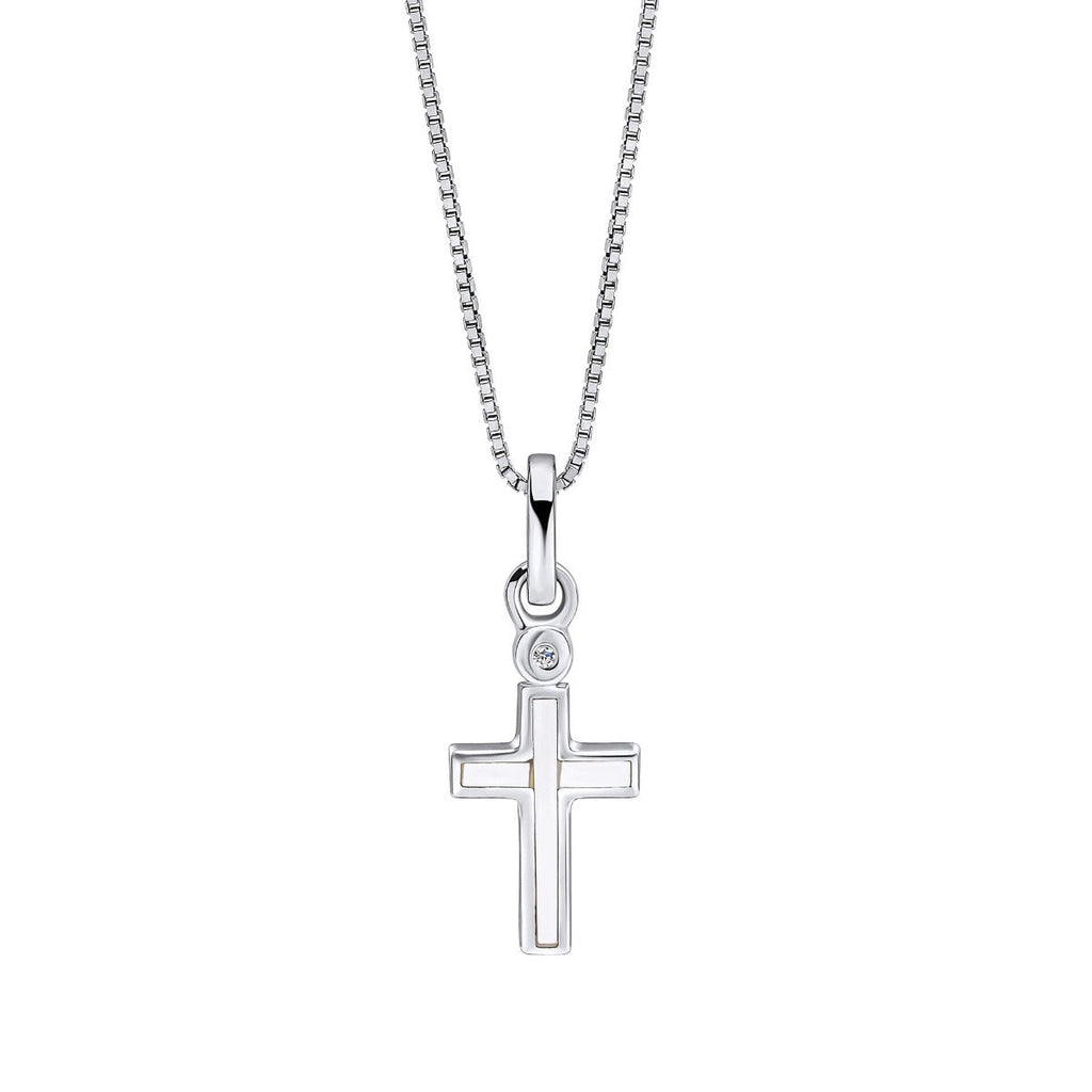 D For Diamond Mother of Pearl Cross Pendant with Diamond