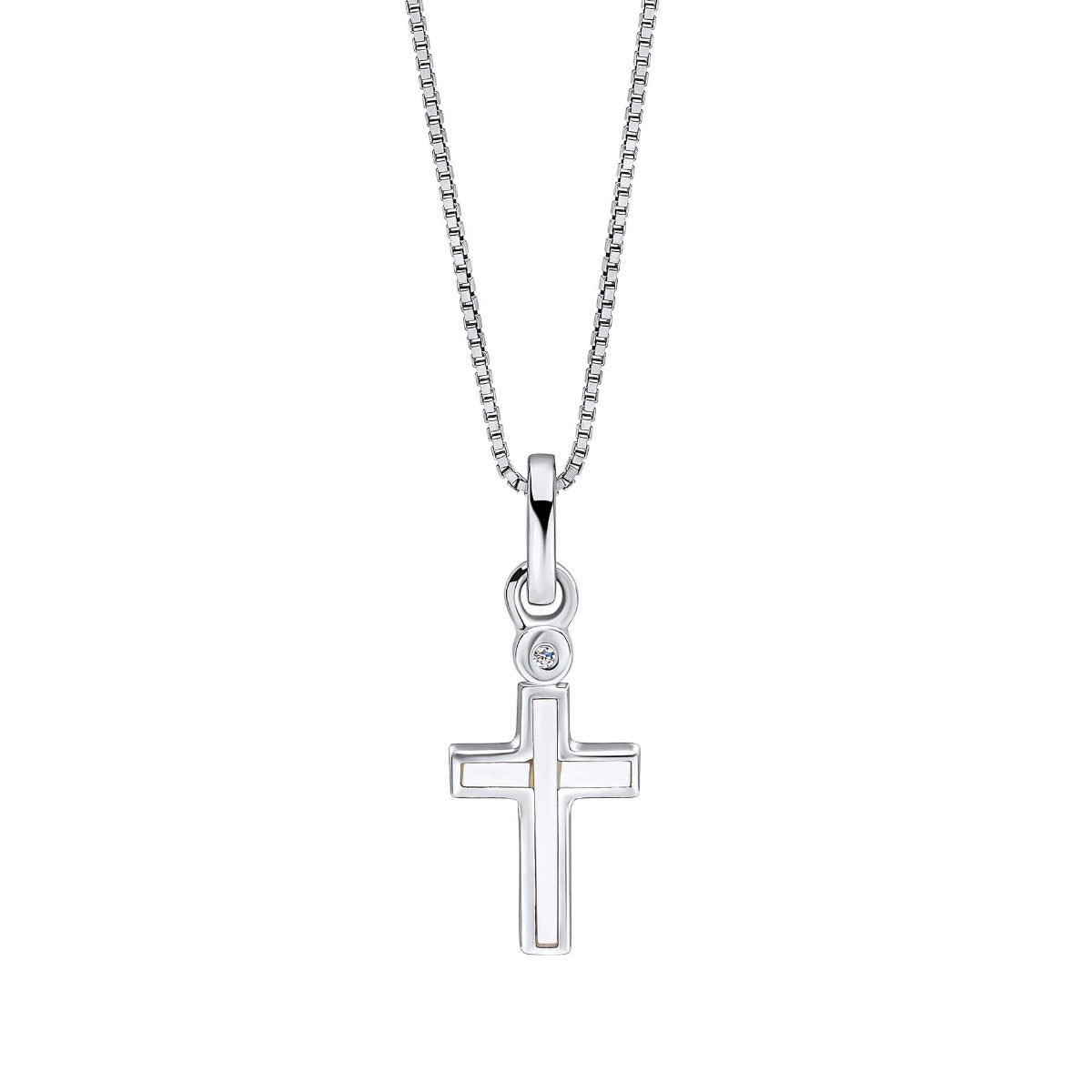D For Diamond Mother of Pearl Cross Pendant with Diamond