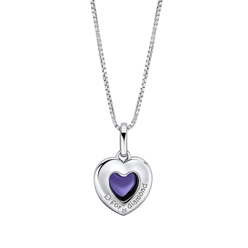 D For Diamond Heart Shape Mood Stone Pendant with Diamond