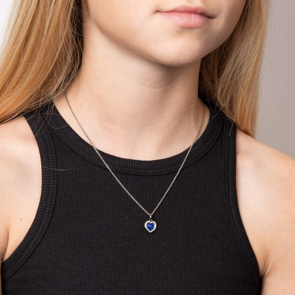 D For Diamond Heart Shape Mood Stone Pendant with Diamond