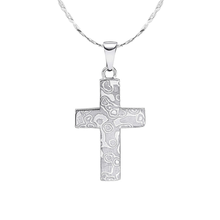 Fred Bennett Damascus Steel Cross Pendant
