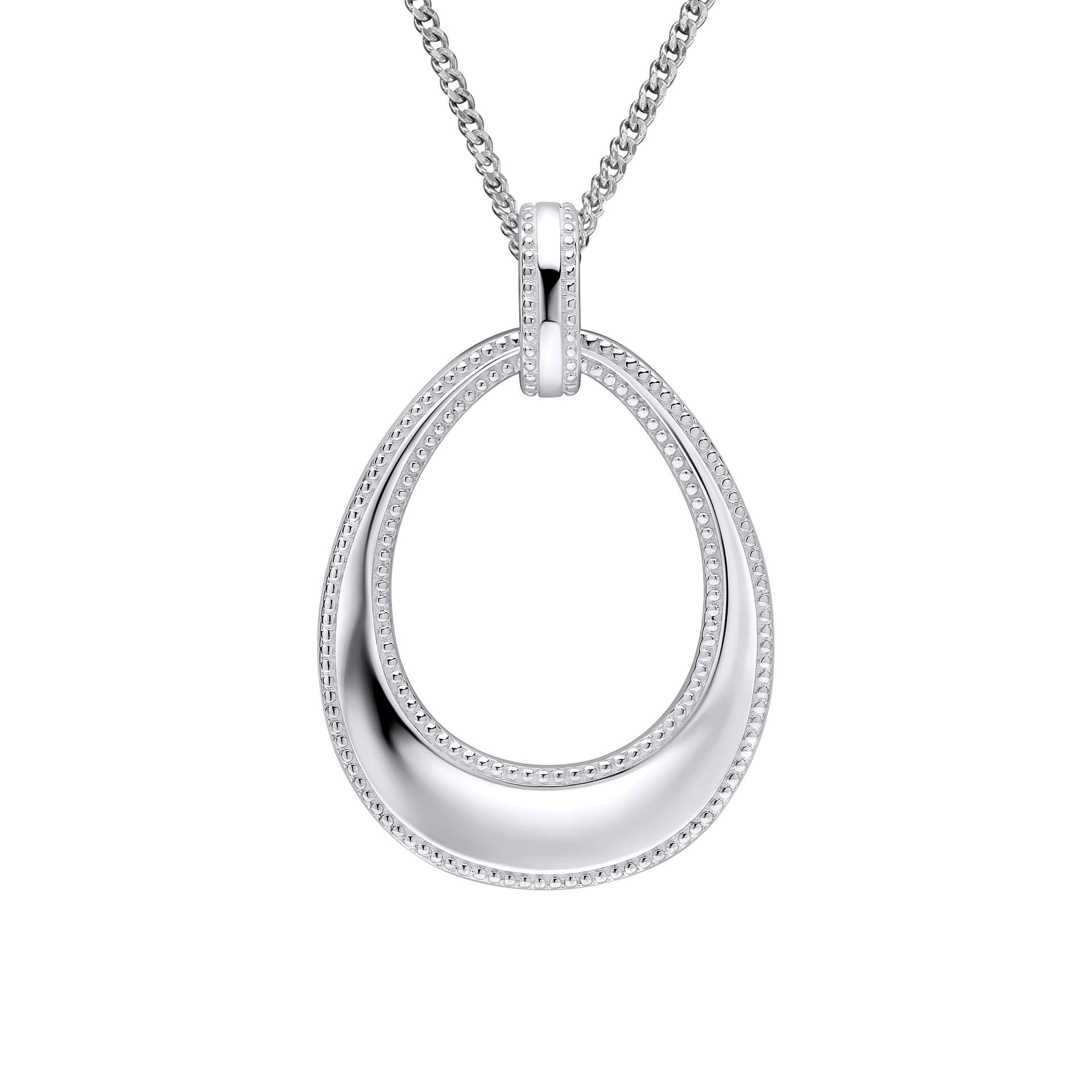 Beginnings Open Teardrop Pendant with Millegrain Edge